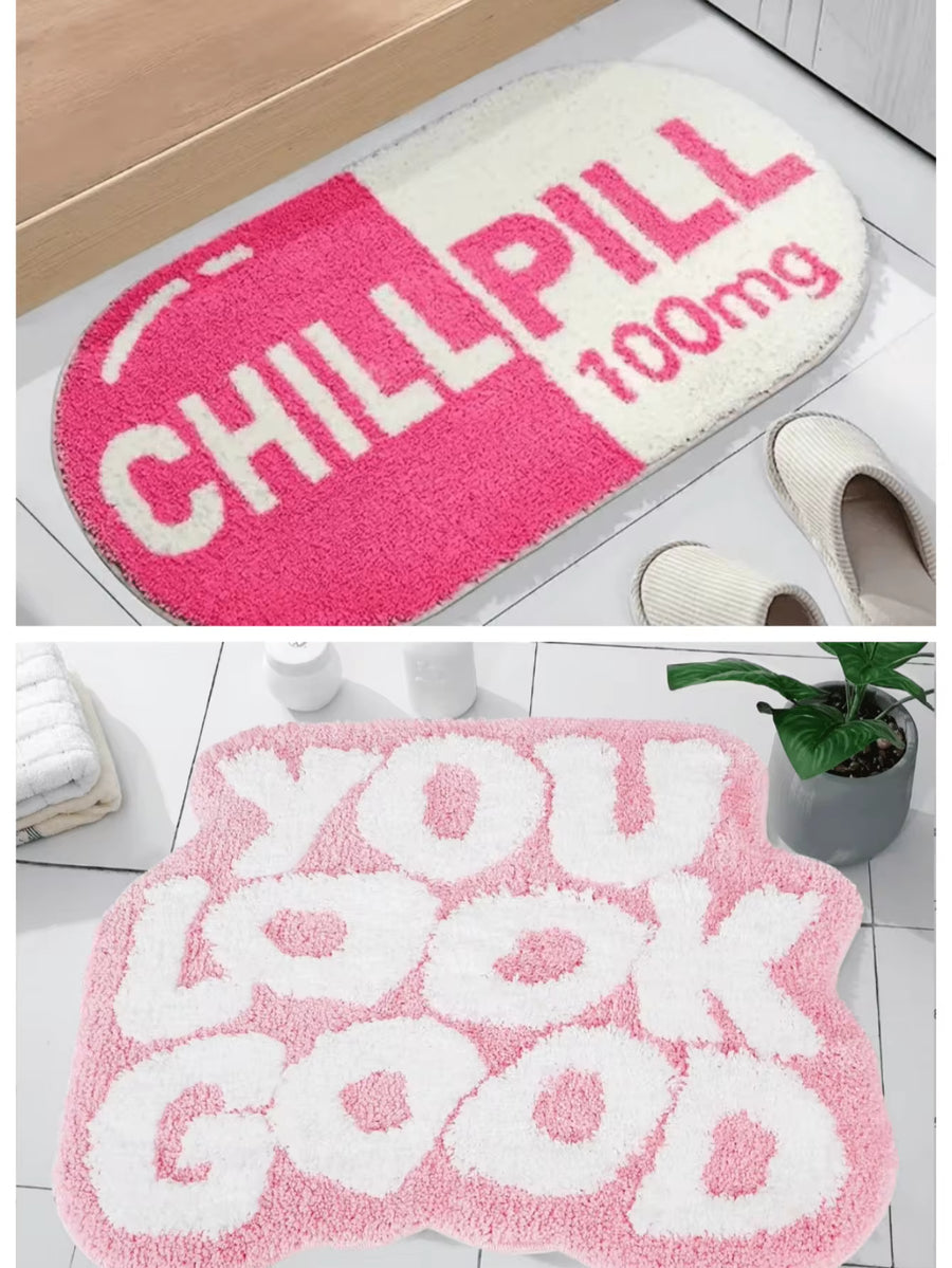 Pink Bath Mat, Soft Plush Bathroom Rug, Non-Slip Absorbent Shower Mat, Easy Clean Carpet For Home Decor Home Bathroom Decor Outdoor Rug Door Mat Fall Decor Bathroom Accessories Back To School Entryway Decor