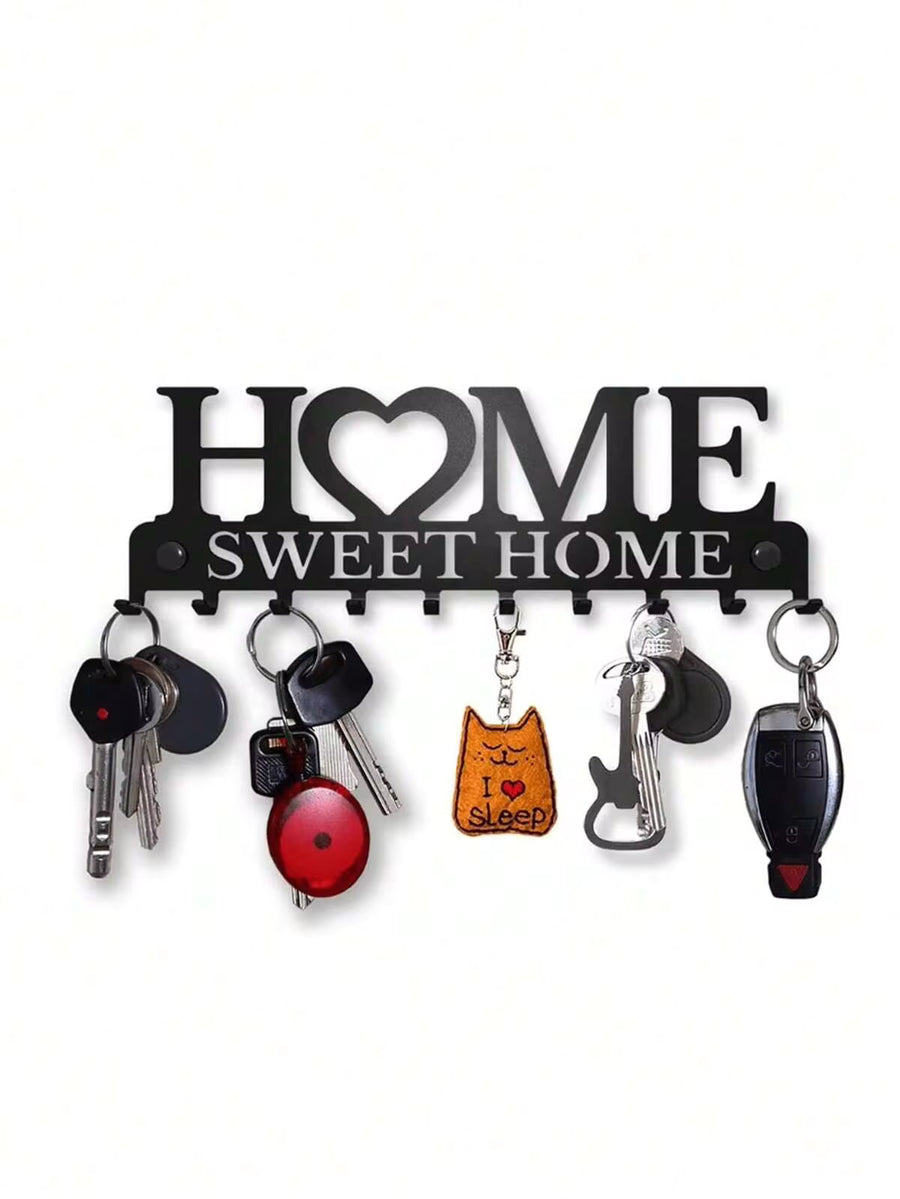 Black Wall-Mounted Key Rack, With Screws And Expansion Bolts, Metal Art Decorative Hooks, Suitable For Entryway, Front Door, Kitchen, Hallway, Garage, Utility Room, Office, Can Be Used As Key Holder, Wall-Mounted Key Rack, Home Decor